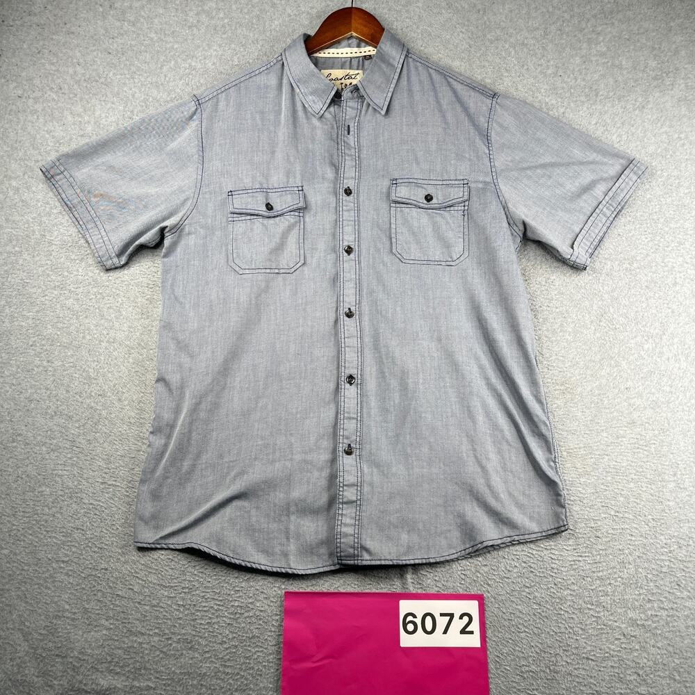 Coastal Shirt XL Blue Beach Casual Pocket Button Up Short Sleeve Mens XL